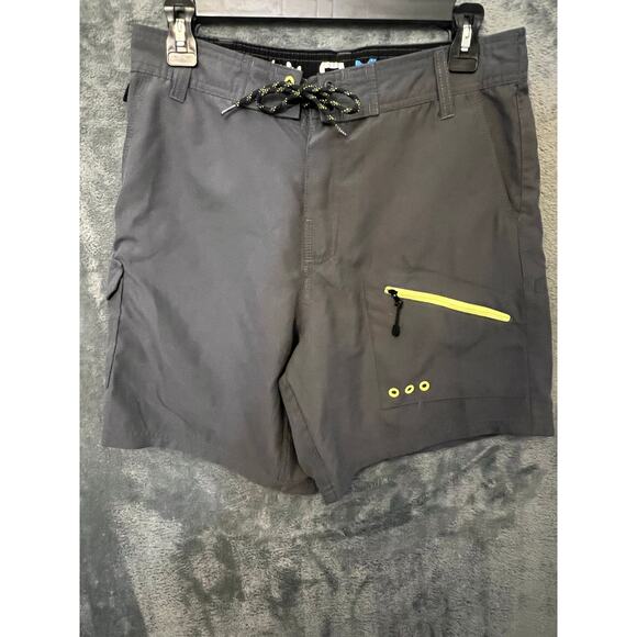 Salt Life SLX-QD boys gray/yw board shorts swim trunks sz M beach swim fish surf - Picture 2 of 3